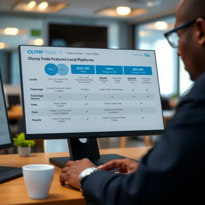 Comparison chart illustrating different features and fees of Olymp Trade versus local Kenyan trading platforms