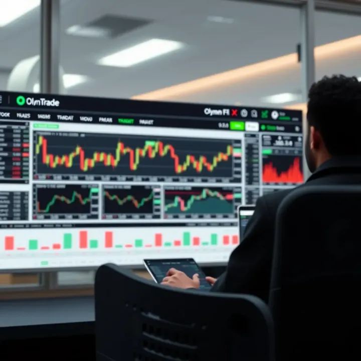Dashboard displaying various financial instruments and trading charts on Olymp Trade platform