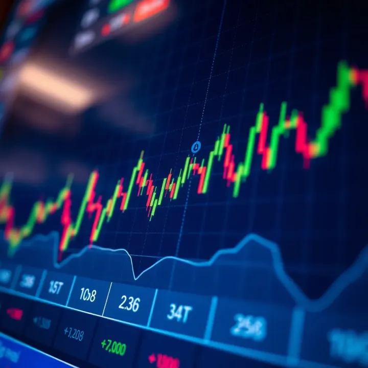 Graph showing currency exchange rates on a digital trading platform