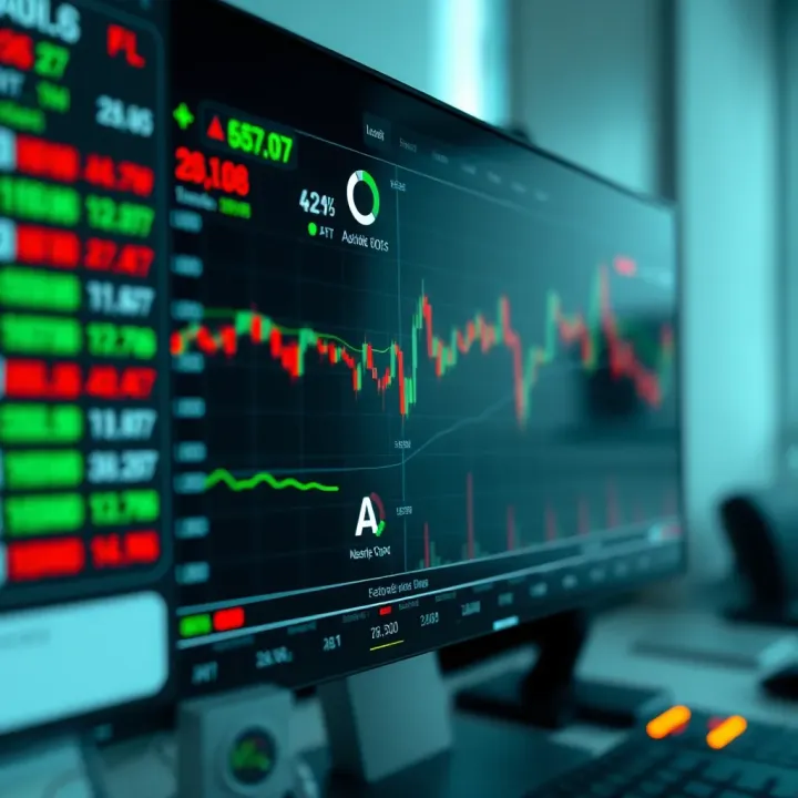 Automated Trading Bot Interface Showing Market Indicators Interface of a binary trading bot displaying automated trade settings and market indicators