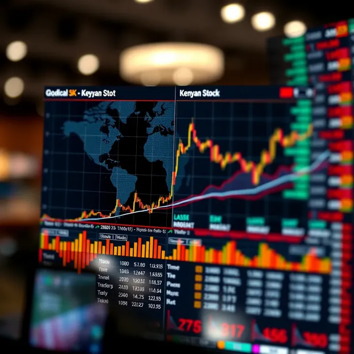 Infographic displaying major global and Kenyan stock indices with key trading indicators