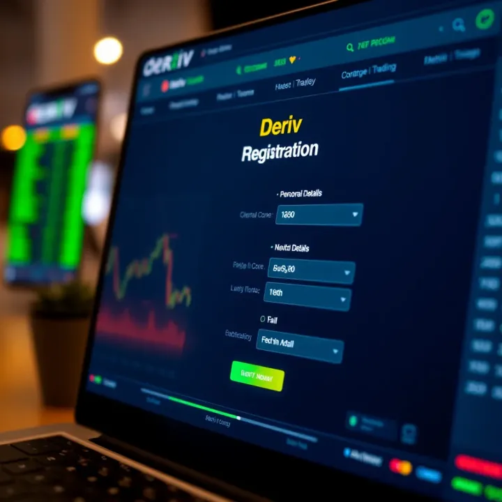 Deriv Account Registration Interface for Kenyan Traders User interface showing Deriv account registration form with fields for personal details