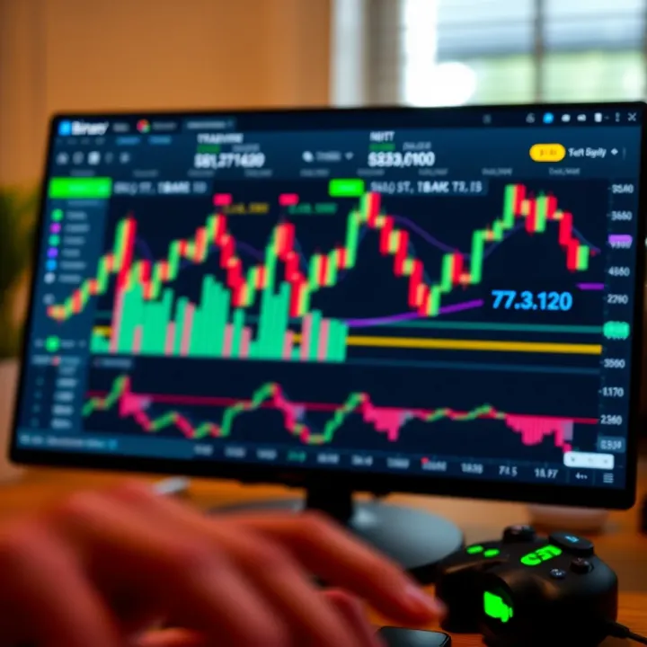 TradingView chart displaying technical indicators and candlestick patterns for binary options trading
