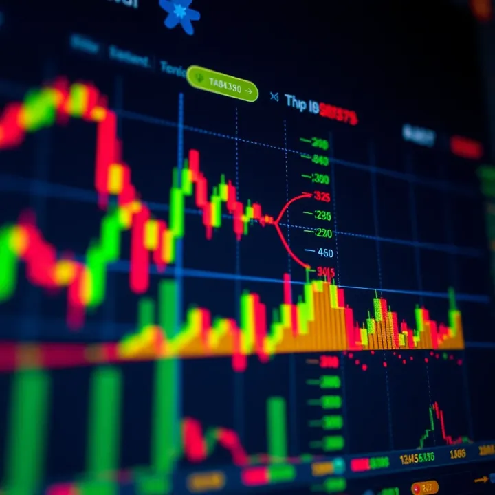 Illustration showing binary options trading concept with digital graphs and financial symbols