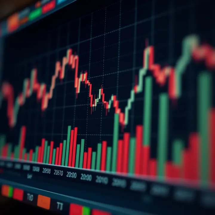 Graph showing upward and downward trends representing binary options trading outcomes