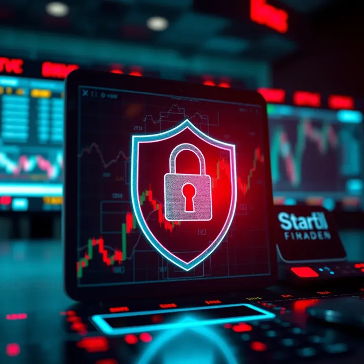Cybersecurity Measures for Protecting Trading Accounts Visual representation of cybersecurity shield protecting a digital trading account