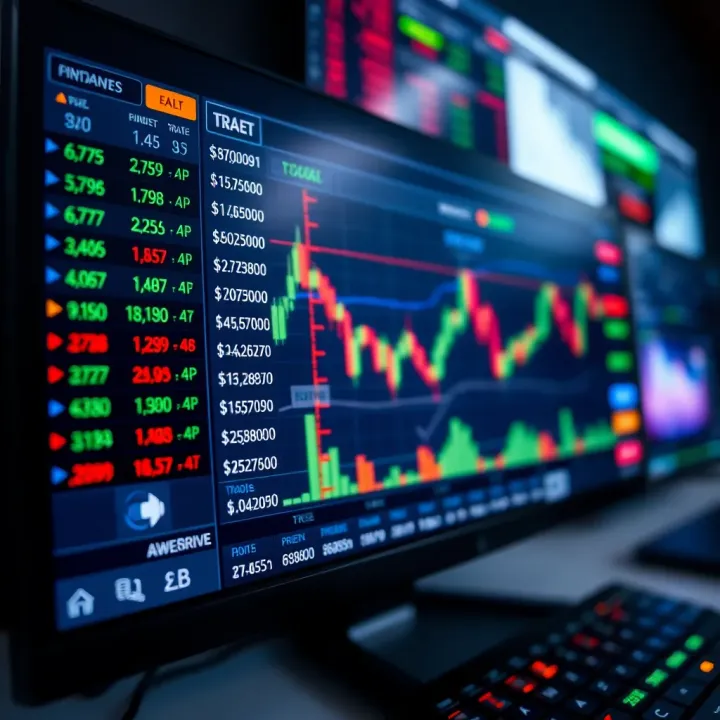 Graphical representation of binary trading platform interface showing options and price trends