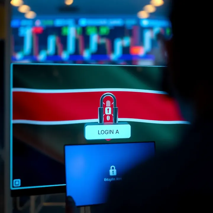 Secure login interface of Bitoption AI platform with Kenyan flag symbolizing local access