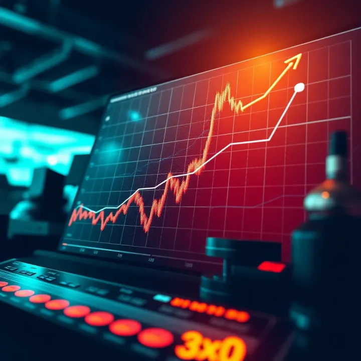 Graph illustrating economic growth trends during boom and subsequent market downturn