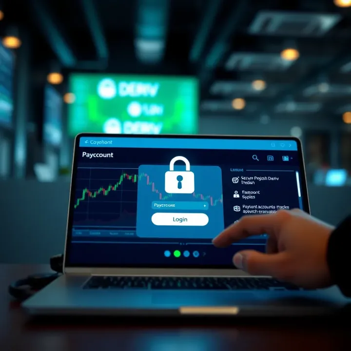Illustration of secure login and payment options for managing Deriv account