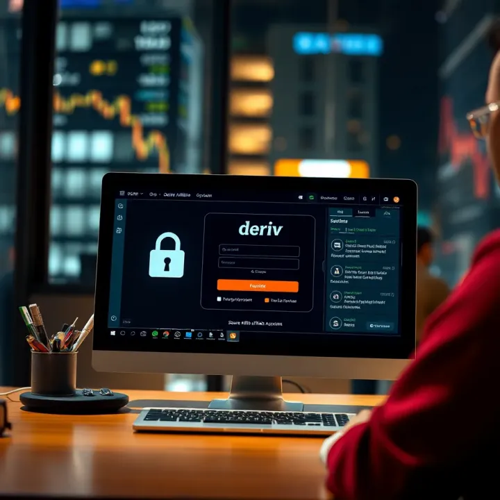 Secure login interface for Deriv affiliate account access with security features