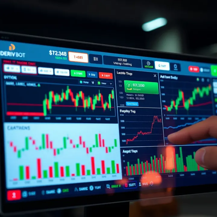 User interface showcasing Deriv Bot APK with automated trading graphs and control options