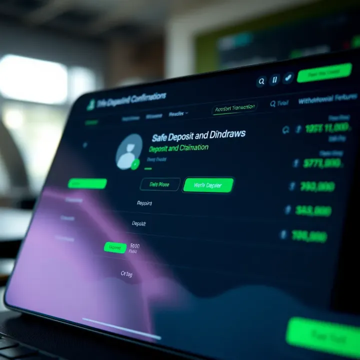 Secure transaction confirmation screen highlighting deposit and withdrawal features on Deriv trading platform