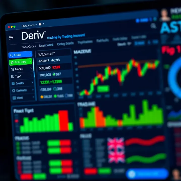 Dashboard of Deriv real trading account showing various trading options and market statistics