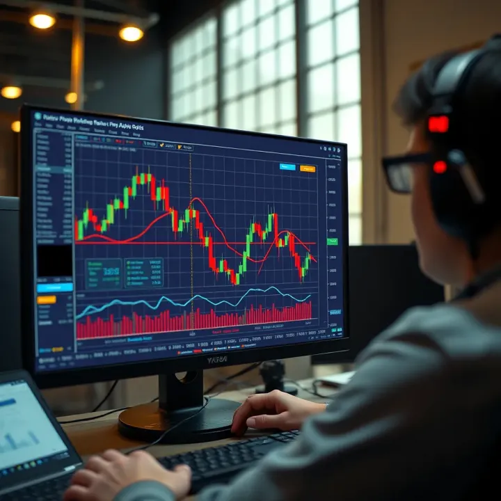 Automated forex trading software analyzing currency charts on a computer screen