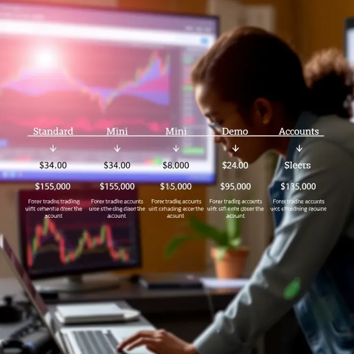 Graphic showing various types of forex trading accounts available to Kenyan traders including standard, mini, and demo accounts