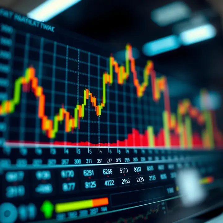 Graph showing upward and downward trends in forex trading illustrating market fluctuations