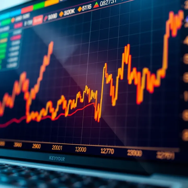 Graph showcasing fluctuations of a stock market index over time