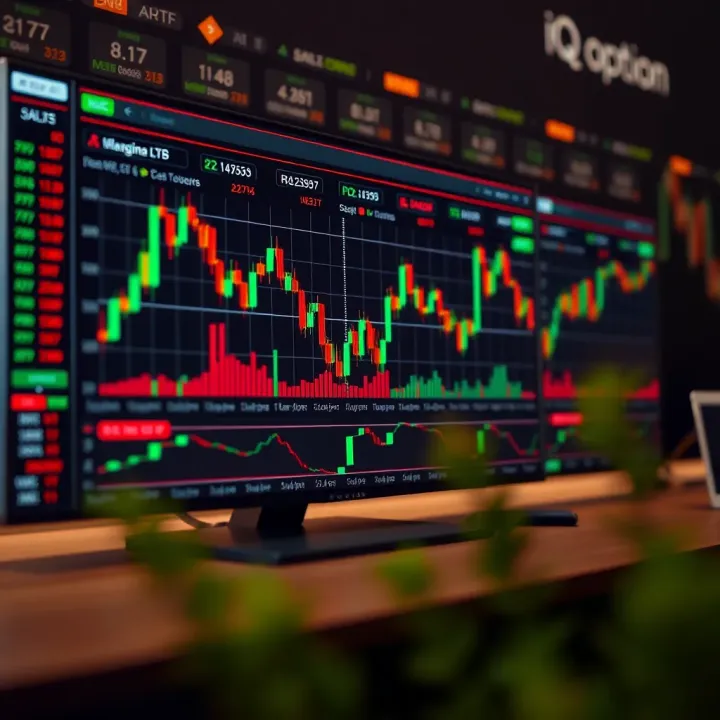 Interface of IQ Option trading platform displaying charts and diverse financial instruments