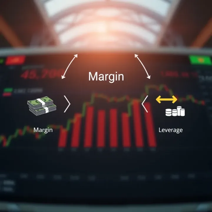 Diagram illustrating the concept of margin in forex trading with cash and leverage symbols
