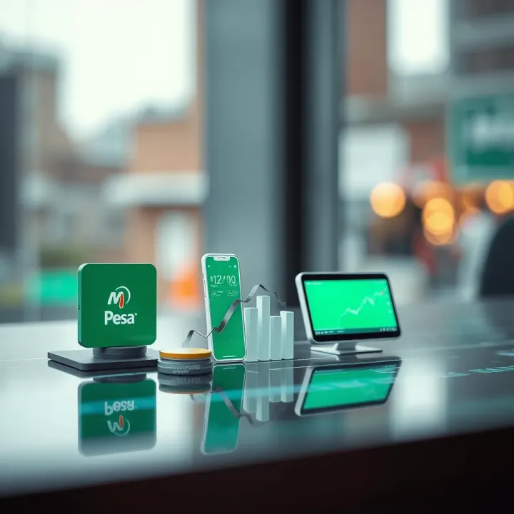 Options Trading in Kenya Using Local Payment Platforms Illustration of Kenya's financial market with icons representing M-Pesa and trading platforms