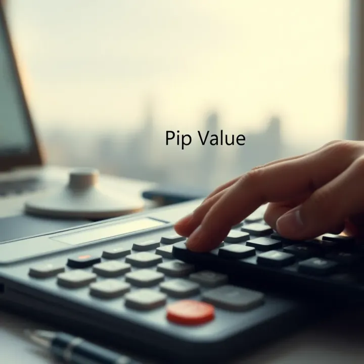 Diagram showing how pip value is calculated in forex trading with currency pairs and lot sizes