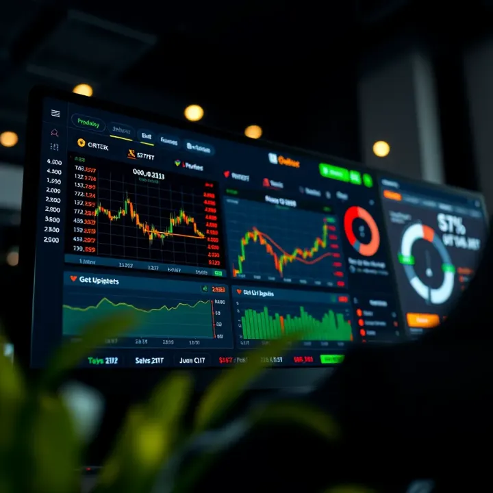 Dashboard interface of Quotex platform showcasing digital options trading tools