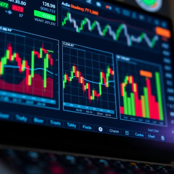Comparison of different chart types available on SmartCharts platform highlighting candlestick, line, and bar charts