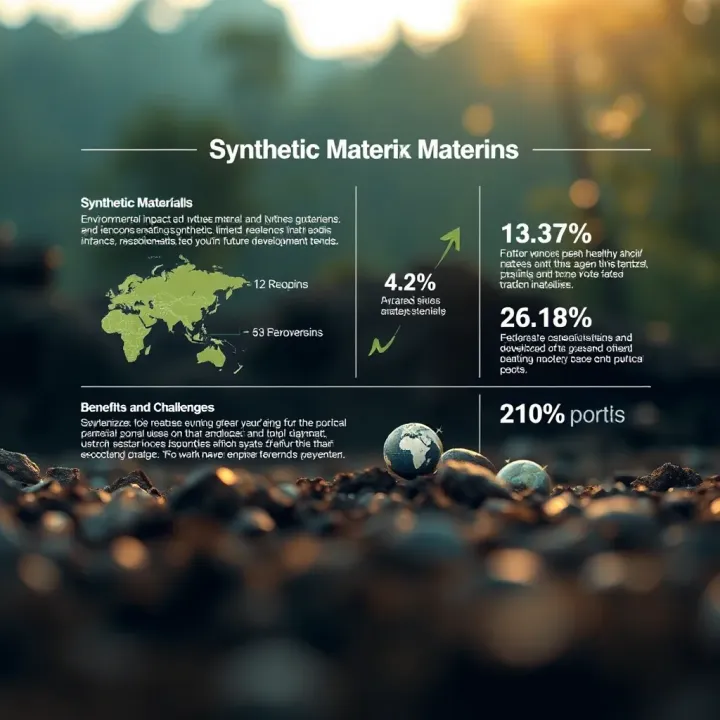 Infographic showing environmental and health considerations linked to synthetic materials with future development trends