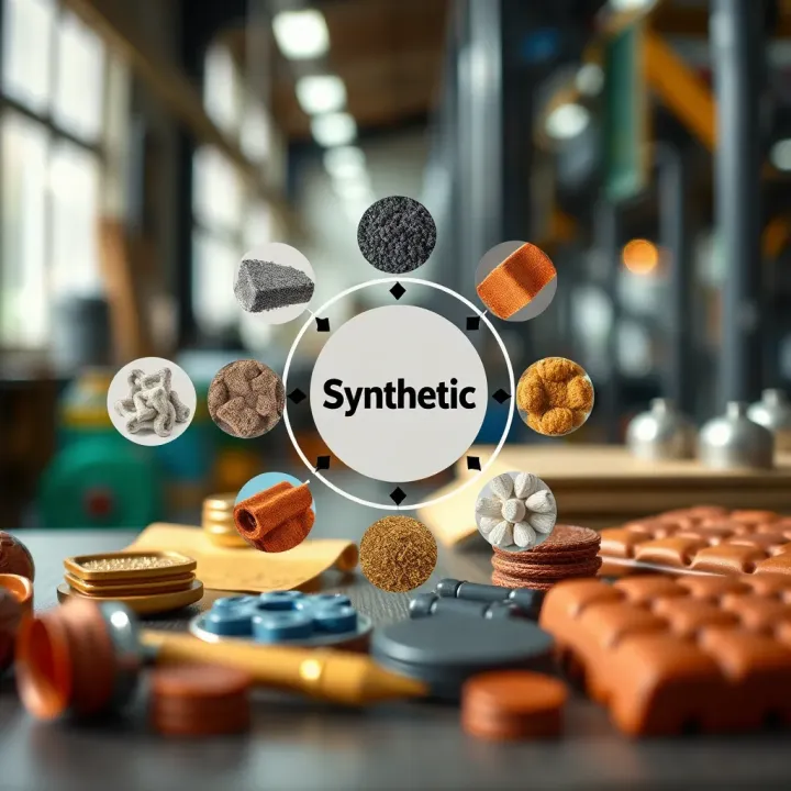 Diagram illustrating various types of synthetic materials and their industrial applications in Kenya