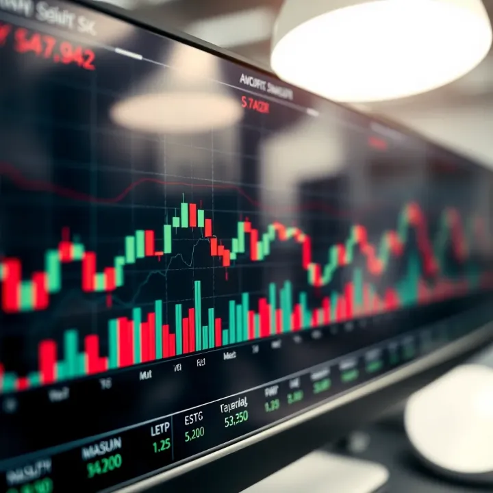 Chart displaying financial asset price movements influenced by trading robot decisions