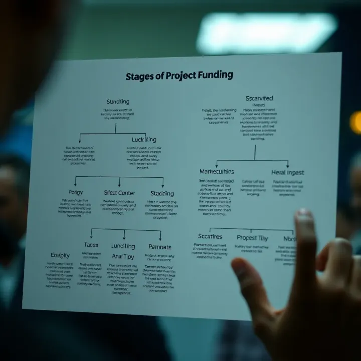 Flowchart illustrating stages of project funding and financial management in community initiatives