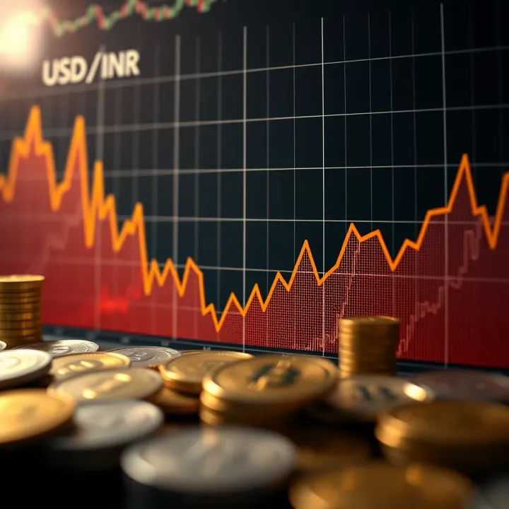 Graph showing the trend of US dollar to Indian rupee exchange rate over recent months