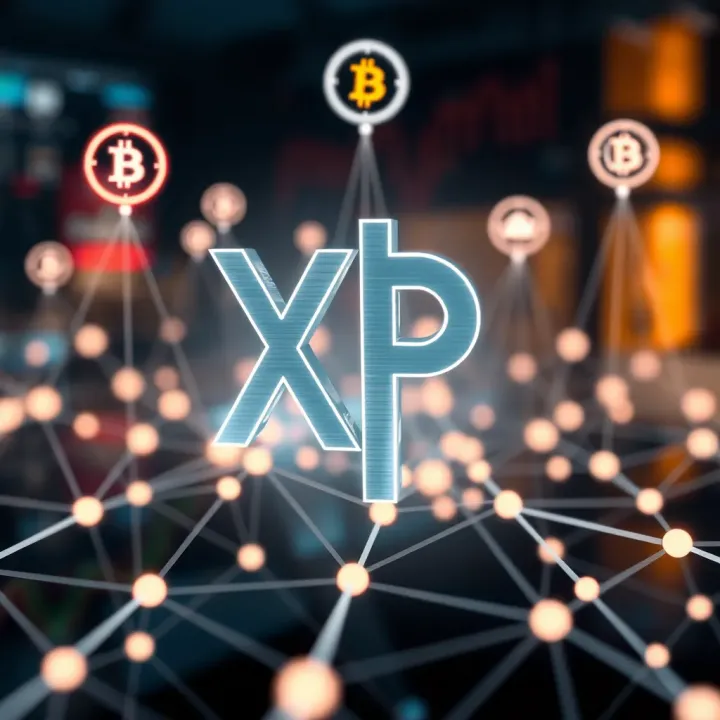 Abstract representation of blockchain network with regulatory symbols